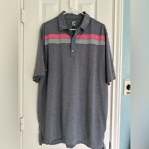 Footjoy mens XL polo golf shirt gray pink athletic fit performance short sleeve
